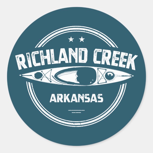 Richland Creek Arkansas Kayaking Classic Round Sticker (Front)