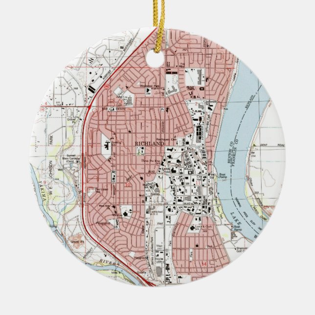 Richland Washington Map (1992) Ceramic Ornament (Front)
