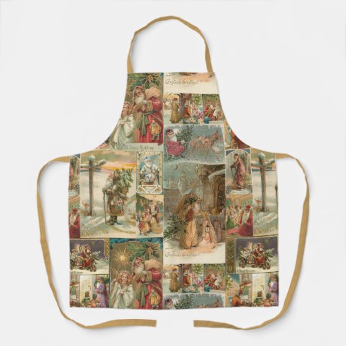 Richly_Detailed Vintage Father Christmas Collage Apron