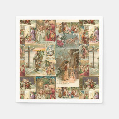 Richly_Detailed Vintage Father Christmas Collage Napkins