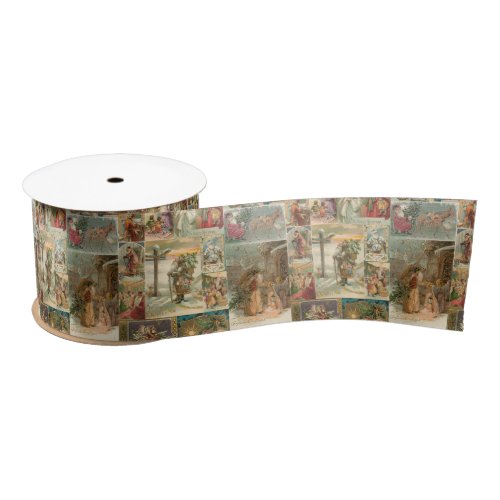 Richly_Detailed Vintage Father Christmas Collage Satin Ribbon