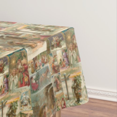 Richly_Detailed Vintage Father Christmas Collage Tablecloth
