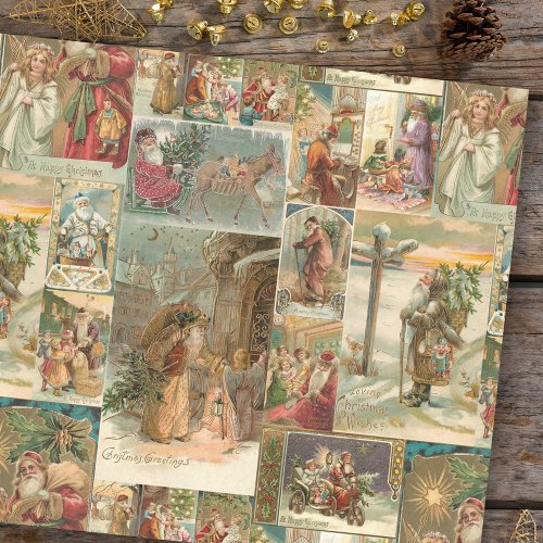 Richly_Detailed Vintage Father Christmas Collage Tissue Paper