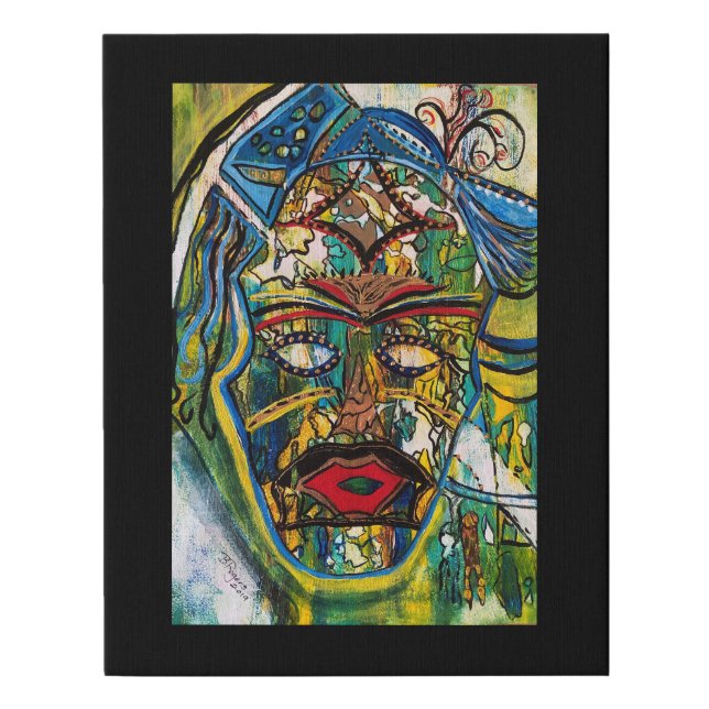 Richly Gilded Tribal Mask Faux Canvas Print (Front)