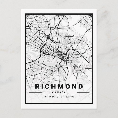 Richmond British Columbia Canada Travel City Map Postcard