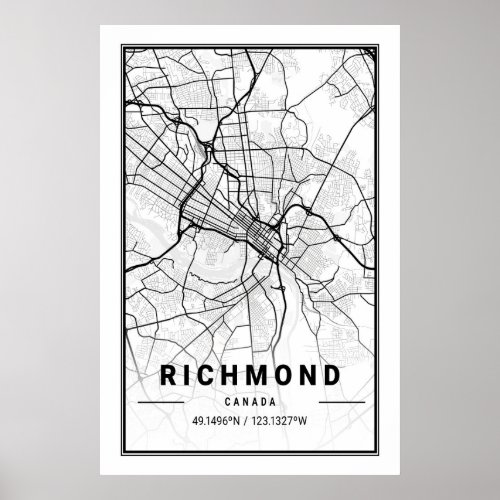 Richmond British Columbia Canada  Travel City Map Poster