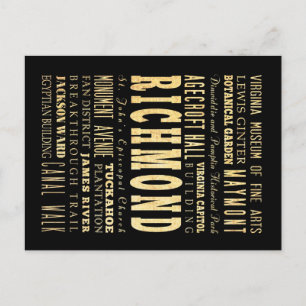 Richmond City if Virginia Typography Art Postcard