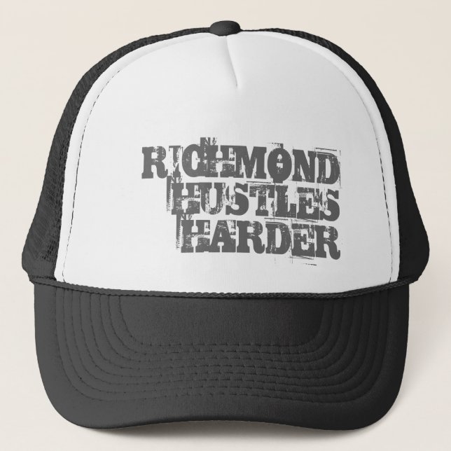 Richmond Hustles Harder Trucker Hat (Front)