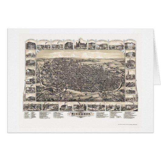 Richmond, IN Panoramic Map - 1884 Cards (Front Horizontal)