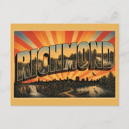 Richmond Indiana Gorge Waterfall Forest Art Postcard