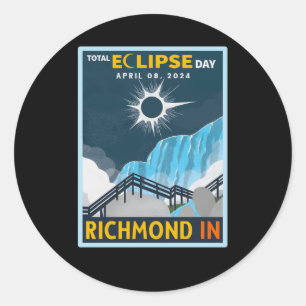 Richmond Indiana In Total Solar Eclipse 2024 Classic Round Sticker