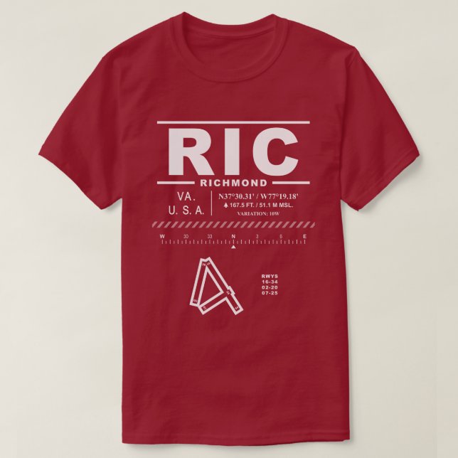 Richmond International Airport RIC T-Shirt (Design Front)