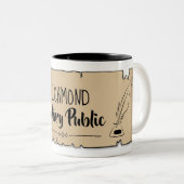 Richmond Notary Public Scroll Feather Quill Two-Tone Coffee Mug (Front Right)