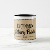 Richmond Notary Public Scroll Feather Quill Two-Tone Coffee Mug (Center)