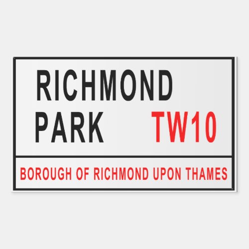 Richmond Park London Street Sign Rectangular Sticker