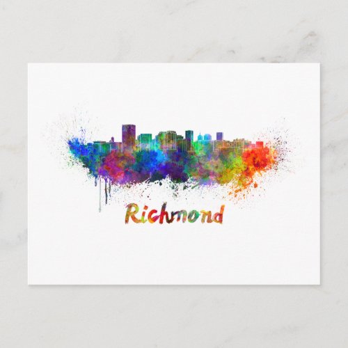 Richmond skyline in watercolor postcard
