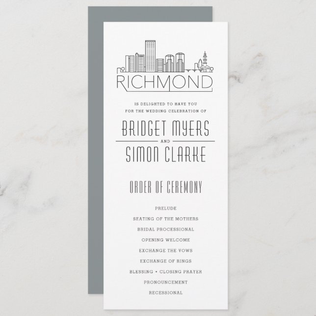Richmond Stylized Skyline | Wedding Program (Front/Back)