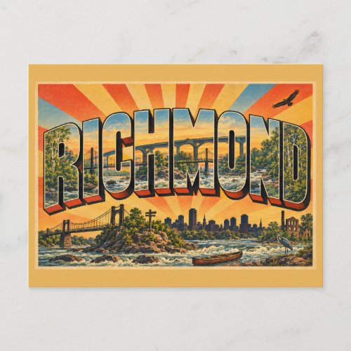 Richmond VA James River Rapids Forests Art Postcard