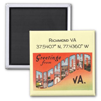 Richmond Va  Map Coordinates  Vintage Style Magnet by markomundo at Zazzle