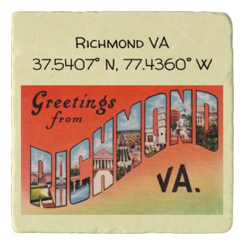 Richmond Va  Map Coordinates  Vintage Style Trivet by markomundo at Zazzle