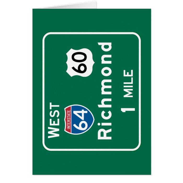 Richmond, VA Road Sign Card Zazzle