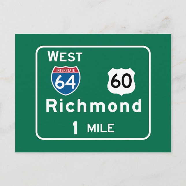 Richmond, VA Road Sign Postcard (Front)