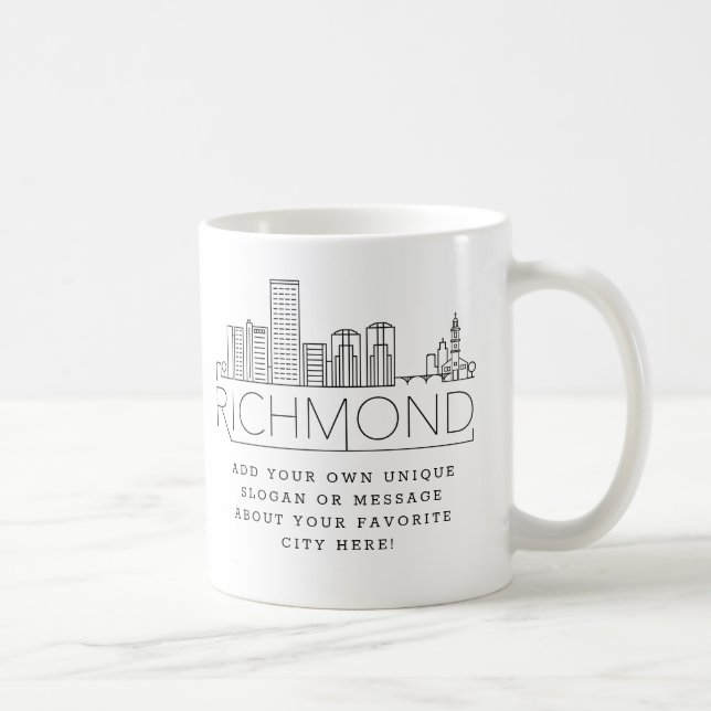 Richmond, VA Stylized Skyline | Custom Slogan  Coffee Mug (Right)
