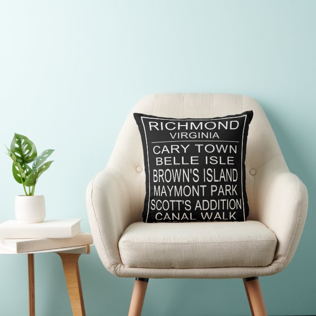 Richmond Virginia Bus Roll  Throw Pillow (Chair)