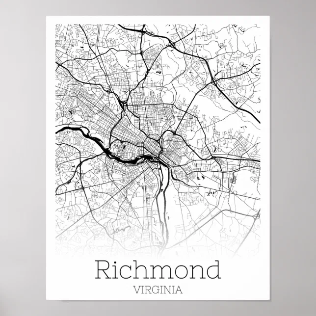 Richmond Virginia City Road Map Instant Download Poster Zazzle