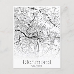 Richmond Virginia City Road Map Postcard