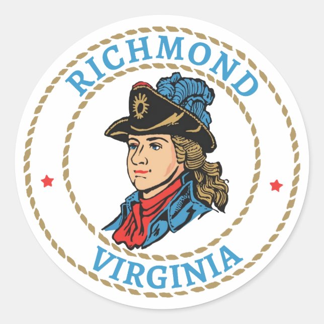 Richmond Virginia Colonial Classic Round Sticker (Front)