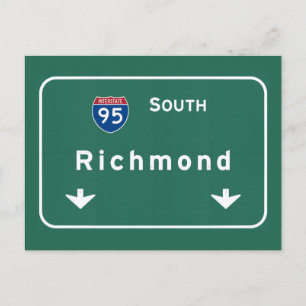Richmond Virginia goes Interstate Highway Freeway: Postcard