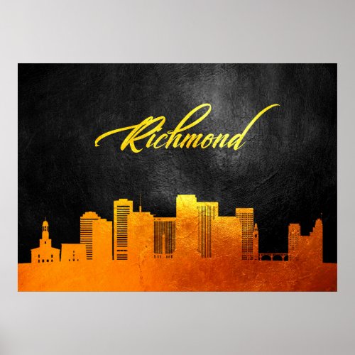 Richmond Virginia Gold Skyline Poster