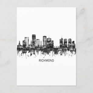 Richmond Virginia Skyline BW Invitation Postcard