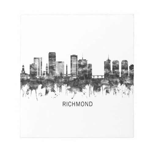 Richmond Virginia Skyline BW Notepad