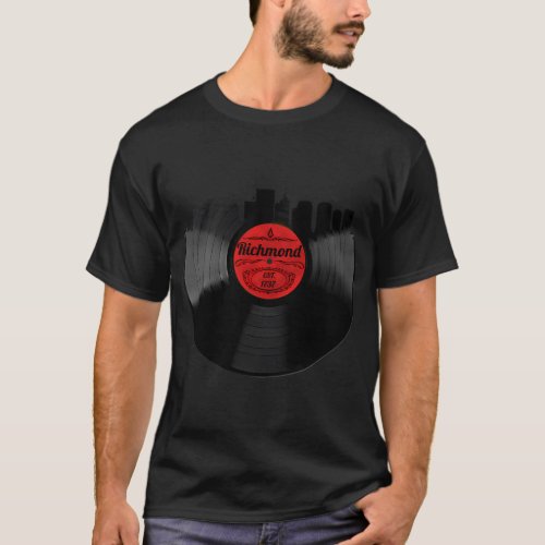Richmond Virginia Skyline Vinyl Record Sweats T_Shirt