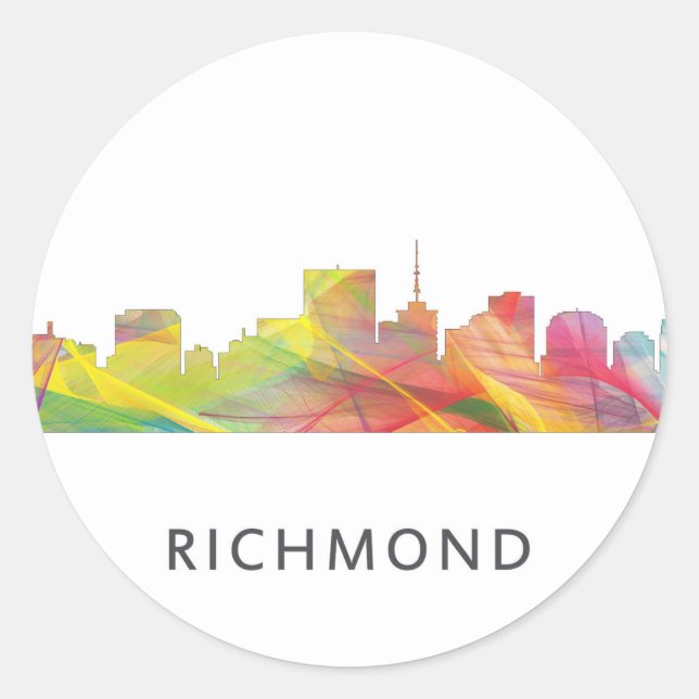 RICHMOND VIRGINIA SKYLINE WB1 - CLASSIC ROUND STICKER (Front)
