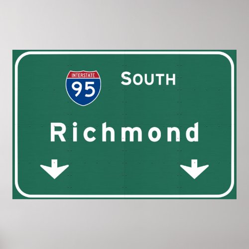 Richmond Virginia va Interstate Highway Freeway  Poster