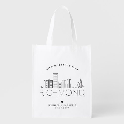 Richmond Wedding  Stylized Skyline Grocery Bag