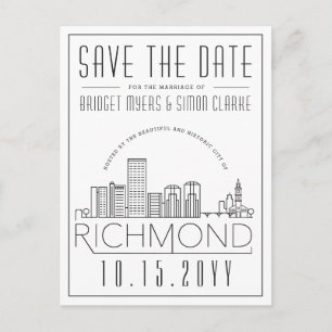 Richmond Wedding   Stylized Skyline Save the Date  Postcard