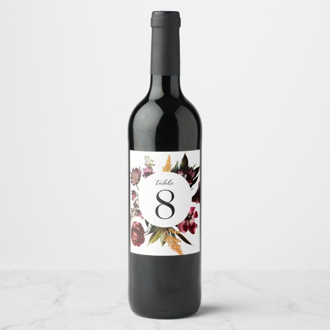 Richness of Spring Colorful Floral Table Number Wine Label (Front)