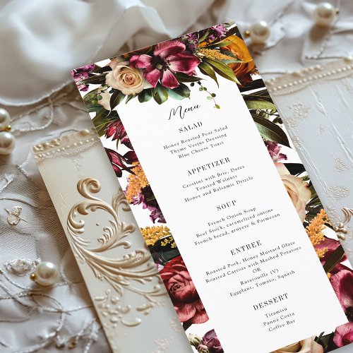 Richness of Spring Colorful Floral Wedding Menu