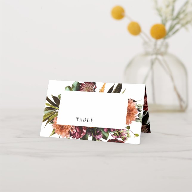 Richness of Spring Colorful Floral Wedding Place Card (Front)