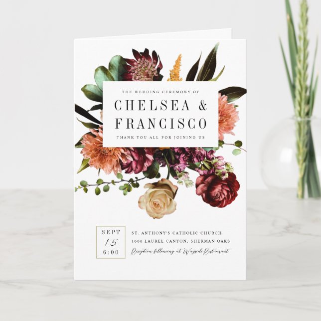 Richness of Spring Colorful Folded Wedding Program (Front)