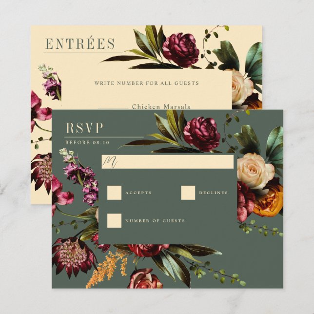 Richness of Spring Colorful Green Wedding RSVP Card (Front/Back)