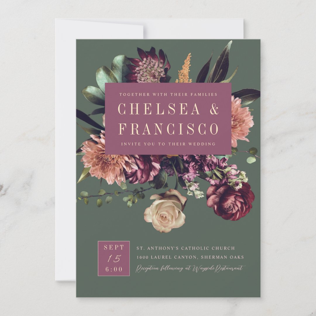 Richness of Spring Colorful Purple Green Wedding Invitation | Zazzle