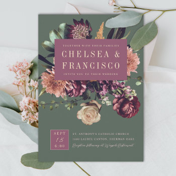 Richness Of Spring Colorful Purple Green Wedding Invitation by beckynimoy at Zazzle