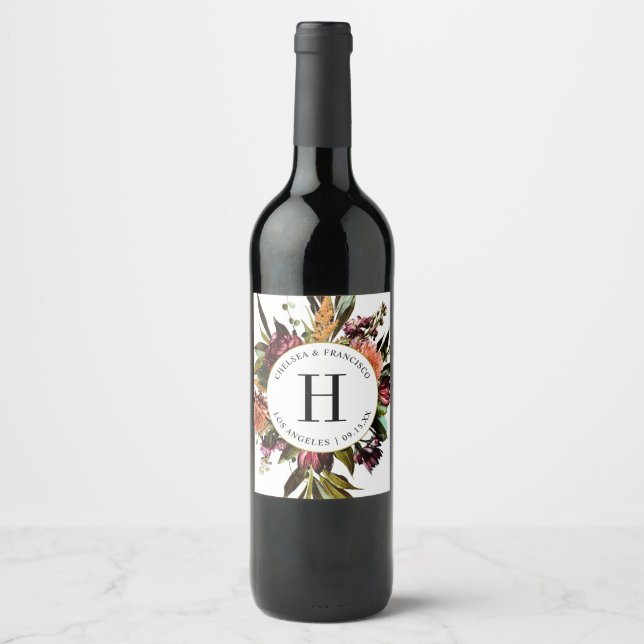 Richness of Spring Colorful Wedding Wine Label (Front)
