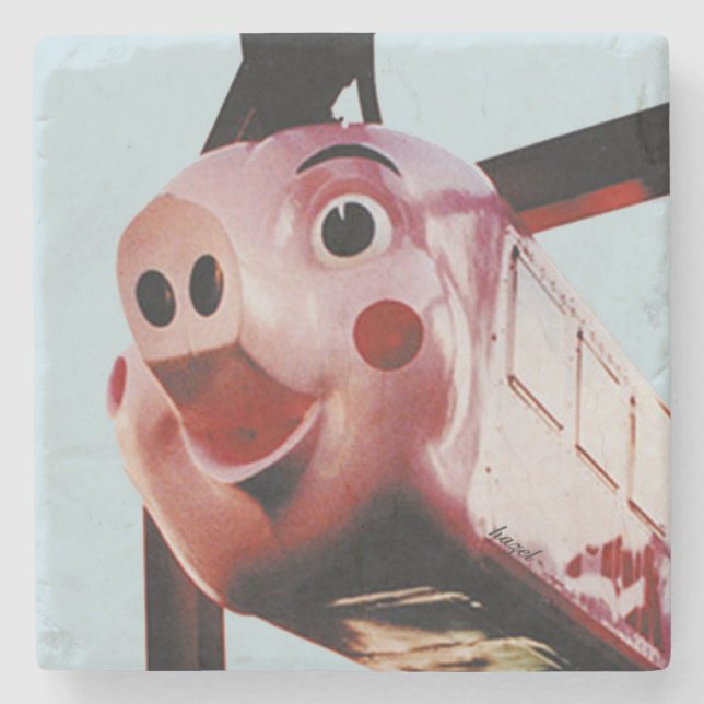 Rich's Pink Pig, Pink Pig Atlanta, Pig  Stone Coaster (Front)