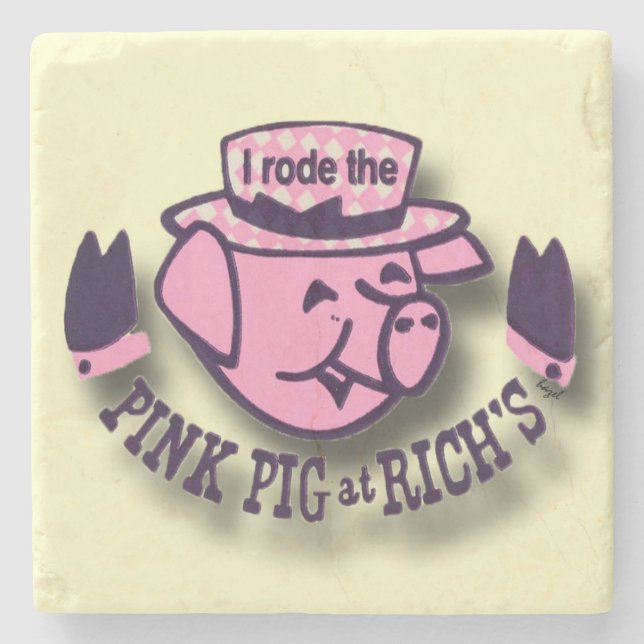 Rich's Pink Pig, Rich's Atlanta, Pink Pig Atlanta Stone Coaster (Front)